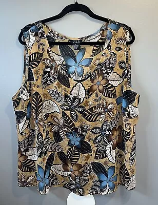 RQT Woman Sleeveless Floral Blouse Womens Plus Size 2X Lightweight Sheer • $12
