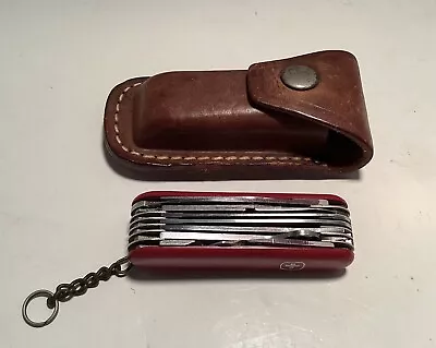 Vintage Wenger Delemont 1971 Swiss Army Knife Multi Tool  W/org. Leather Case. • $79.95