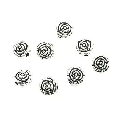 50 Antiqued Tibetan Silver 7x5mm Flower Rosebud Rosary Craft Spacer Metal Beads • $5.99