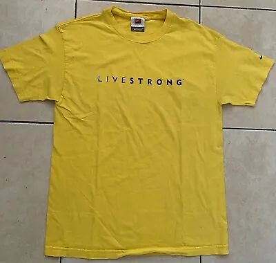 Nike Livestrong Shirt Mens Large Yellow Short Sleeve Logo Y2K Cycling • $14.95