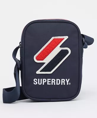 £17.99 • Buy Superdry New Sportstyle Side Bag Zip Fastened Cross Body Pouch Navy Red White