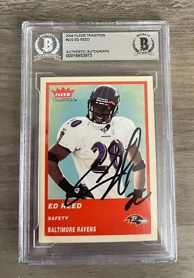 Ed Reed Signed Card Fleer Tradition 2004 #222 Baltimore Ravens Beckett BAS Auto • $99.99