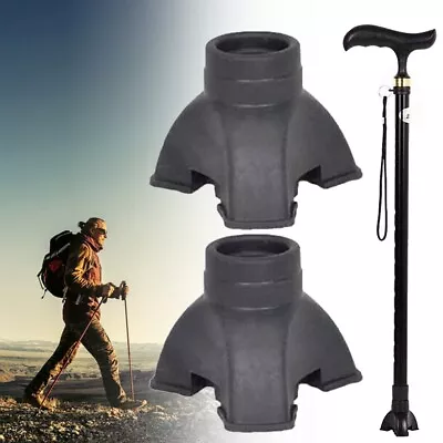 2x Walking Stick End Tripod Cane Tip Self Standing Non Slip Foot Pad Eco-Friend • £5.39