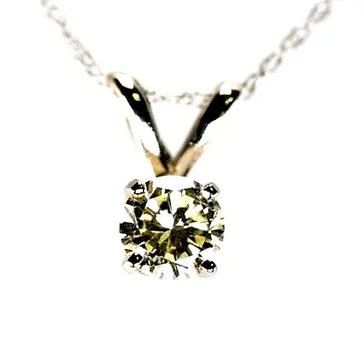 NATURAL DIAMOND 14k SolidGold Pendant .40 Ct 4 Prong Solitaire 14 K Rope  Chain  • $350