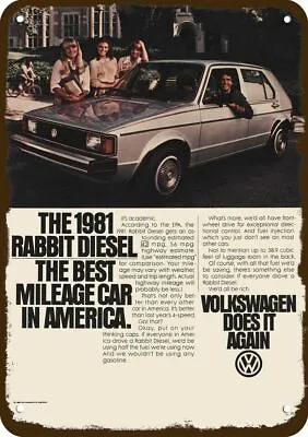1981 VOLKSWAGEN RABBIT Diesel Car Vintage-Look DECORATIVE REPLICA METAL SIGN • $24.99