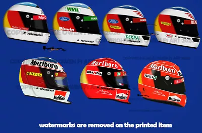 X2 Michael Schumacher Ferrari Benetton F1 Helmet Stickers Vinyl1991-2004 • £16.49