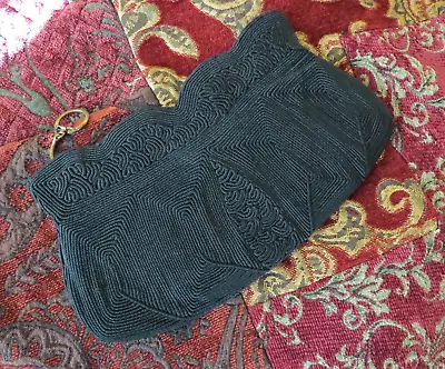 Vintage Black Corde Clutch Purse 1940s Coil Design Handbag • $22