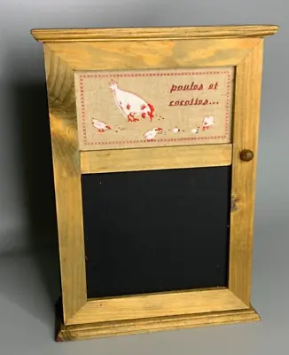 French Vintage Wall Hanging 6 Key Holder Wooden Décor Chalkboard Cabinet Country • $88