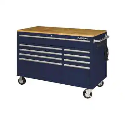 Husky Mobile Workbench Cabinet W/ Solid Wood Top 9-Drawer 52  W X 25  D • $982.60