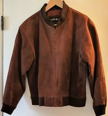 Vintage WEAR MR OUT Leather Jacket Mens Size L Brown Suede Zip Front • $37