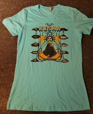 £17.20 • Buy Kesha - Flying Saucers Turquoise Shirt - Ladies Cut Adult Large Concert Music D6