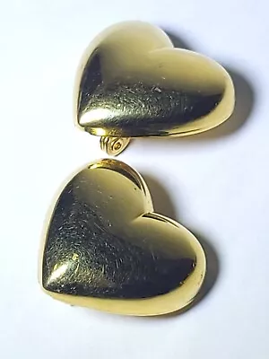 Puffy Heart Earrings Monet Large Statement Retro Gold-Plated Retro Love Clip Ons • $45