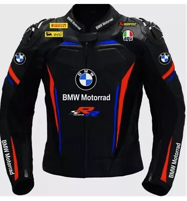 New Bmw Motorcycle Jacket Motorbike Jacket Cowhide Leather Bikers Racing Jacket • $145