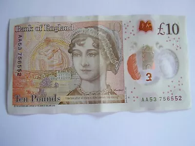 AA53 Bank Of England £10 Ten Pound Note THE QUEEN Plastic/Polymer AA53 756552 • £25.50