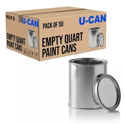 Empty Metal Quart Paint Cans With Lids - Box Of 50 • $148.95