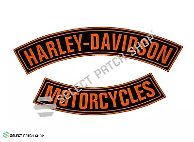 HARLEY DAVIDSON MOTORCYCLE ROCKER PATCHES LARGE 15  & 12  Jacket Vest Back Patch • $22