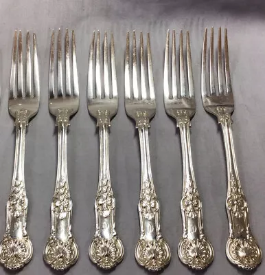 1857 Solid Silver Six Queens Pattern Dinner Forks By Chawner & Co. 591g • £600