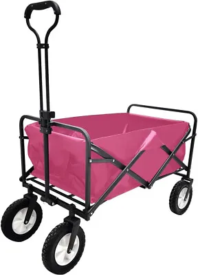 Heavy Duty Wagon Cart Swivel Collapsible Outdoor Utility Garden Beach Cart Pink • $54.99