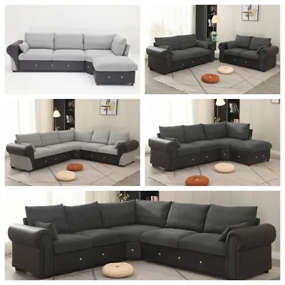 Luxury 2 3 Seater Linen Fabric Couch Sofa Corner Chaise Settee Living Room Set • £269.99