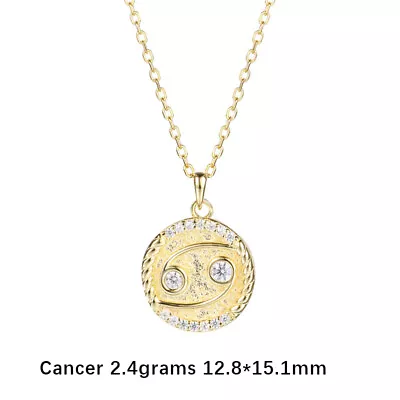 925 Sterling Silver 12 Constellation Gold Plated Round Silver Pendant Necklace • $13.97