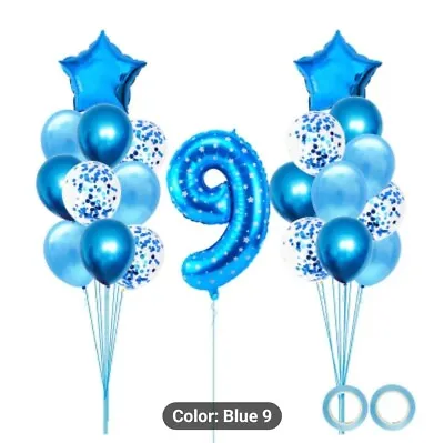 24 Pieces Balloons Blue Number 9 Metallic Confetti Ribbon Rolls • $9