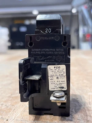$13 • Buy Pushmatic 20 Amp Circuit Breaker 2 Pole Unit P220 120/240vac 
