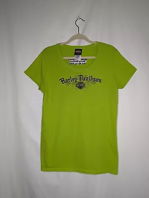 Harley Davidson Las Cruces NM Women's Green Embroidered Logo T-shirt Size XL • $22