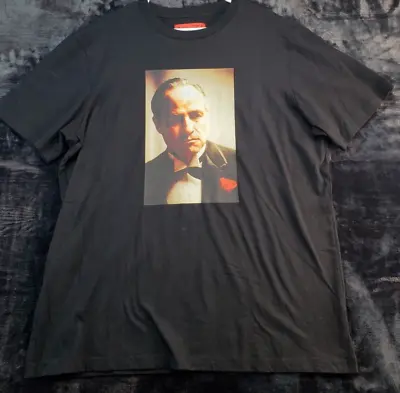 The Godfather Marlon Brando T Shirt Mens Size Large Black 100% Cotton Round Neck • $17.88