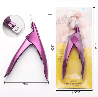 Pro Nail Clippers Tip Cutters Trimmer Acrylic Nail Clipper For False Fake Gel • £3.91