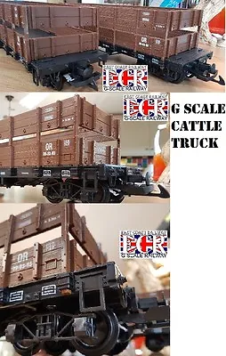 GREEN G SCALE 45mm GAUGE CATTLE FREIGHT TRUCK RAILWAY GARDEN ROLLING STOCK TRAIN • £26.99