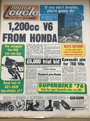 Motor Cycle - 18 December 1976 - CZ250 Russ Collins Crash - Vintage Newspaper • £8.19