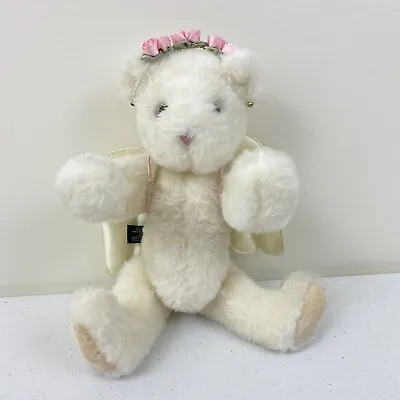 Authentic Vermont Teddy Bear Angel White 1997 Flower Halo And Wings • $25