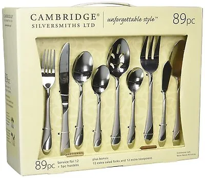 $53.45 • Buy NEW Flatware Service For 12 Stainless Steel Set Silverware Place Settings 89 Pcs