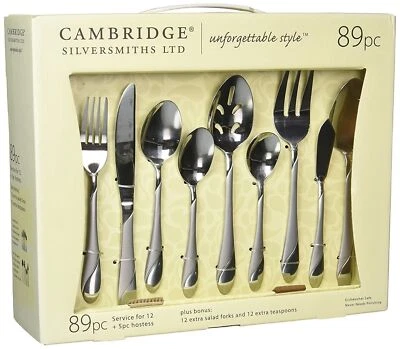 $53.45 • Buy NEW Flatware Service For 12 Stainless Steel Set Silverware Place Settings 89 Pcs