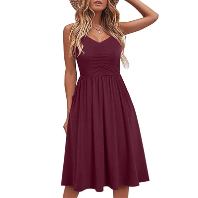 $32.45 • Buy Cocktail Dresses For Women Plus Size Women's Summer V-neck Pure Casual Lace-up