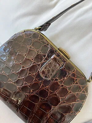 Vintage Vassar Genuine Alligator Cognac Frame Handbag Purse Bag  • $80