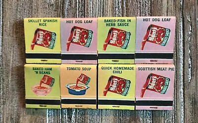 RARE 8 Vintage Recipe Matchbooks Matches Hunts Tomato Sauce - Front Strike 1963 • $5