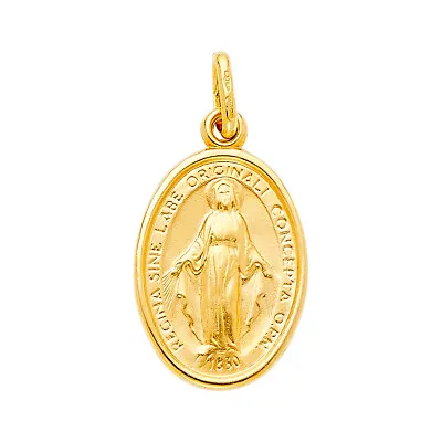 GOLD -14K Yellow Gold Religious Virgin Mary Guadalupe Miraculous Medal Pendant • $145.63