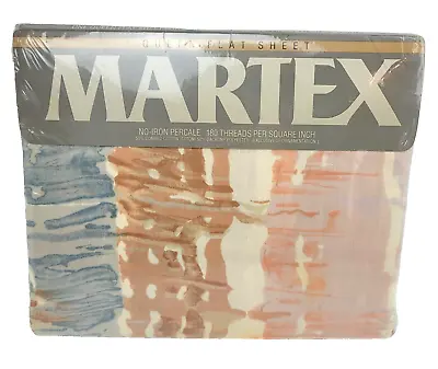 Vtg 1980s Martex Queen Flat Sheet Windrifts Mary McFadden Abstract Watercolor • $49.99