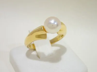 MIKIMOTO 18k Yellow Gold Akoya Pearl Ring Size 5.75 • $500