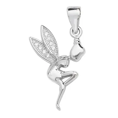 £18.95 • Buy Sterling Silver Fairy Tinkerbell Angel Cubic Zirconia Pendant 925