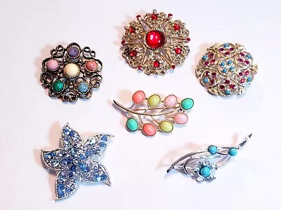 6 Piece Vintage Sarah Coventry Colorful Mixed Style Brooch/Pin Lot • $0.99