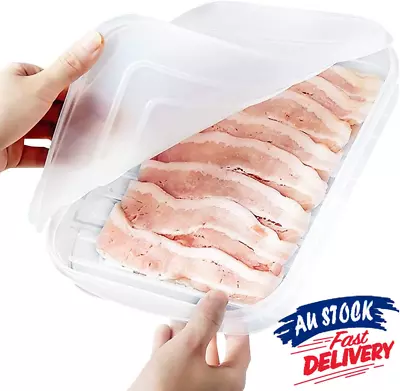 Plastic Bacon Keeper With Lids Airtight Deli Thinly Cut Meat Cheese Container • $13.34