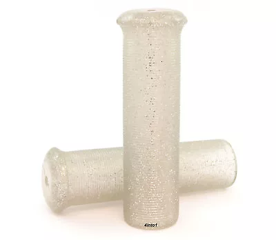 Silver Jackhammer Metal Flake Sparkle Vintage Motorcycle Grips - 7/8  • $18.95