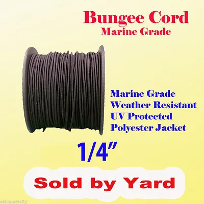 1/4  X  Sold By Yard Premium Marine Grade Bungee Shock Stretch Cord UV Black • $1.45