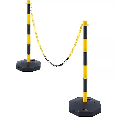 VEVOR 2PCS Traffic Cones Safety Barrier Stanchion Post Fillable Base 8FT Chain • £20.39