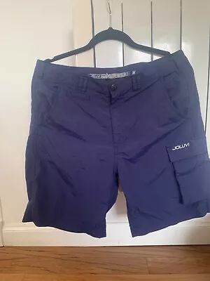 Mens Walking Shorts Blue Medium  Light Fabric Zipper And Popper Fastening • £5