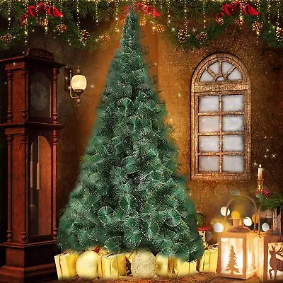 Koreyosh Artificial Christmas Tree 8ft Holiday Decorated Metal Stand Golden Tips • $73.99