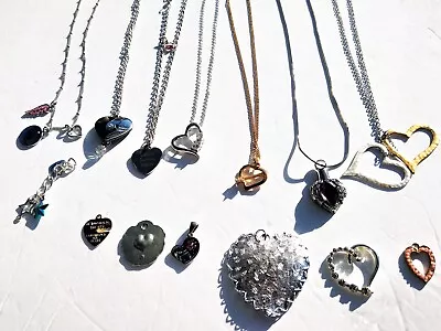 14 Heart Pendant & Necklace Vintage To Modern Various Designs Heartastic Lot • $12