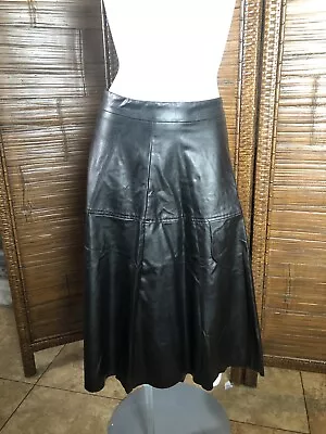 Vintage Style Long Pleather Black Maxi Skirt Sm Grunge Y2k Gothic 90s Vampy Moto • $14